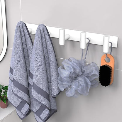 VAEHOLD Hat and Coat Wall Mount Rack - Hooks for Robes, Bags, Keys, and Towels - Bathroom Towel Hanger Organizer (White, “T“ Shape 5 Hooks 1 Pack)