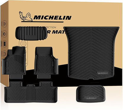 Michelin Vehicle Mat, All-Weather TPE Custom Fit Liner for Tesla Model Y 5 Seat Standard Floor Mats 2025-2027 (6 Piece), Not Fit Premium or Performance, Premier