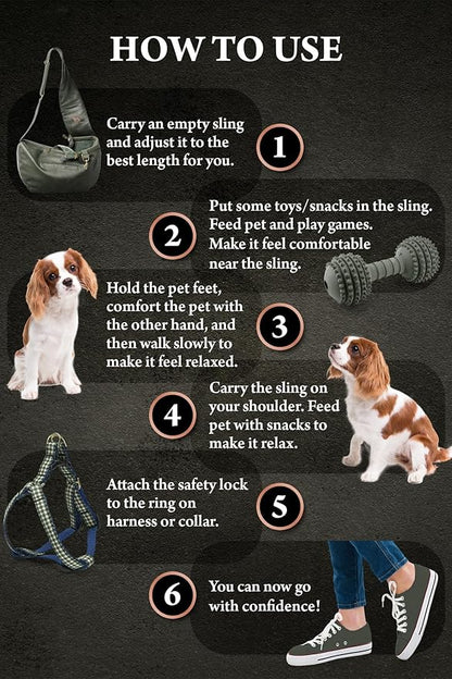 Noah & Paw Dog Sling Carrier for Small Dogs 3-10lb, Dog Sling for Small Dogs and Cats, Dog Carrier with Adjustable Padded Strap, Vegan Denim Lined with Fur, 3X Safety Features, Machine Washable