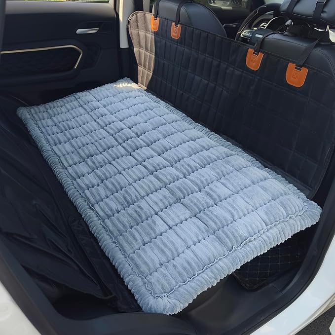 Dog Bed for Car, Backseat Pet Bed Mat, Dog Seat Cover for Car Back Seat, Non-Slip Travel Pet Mat, Fit for Backseat Extenders and Seat Covers (LightGray, 24.8x54inch)