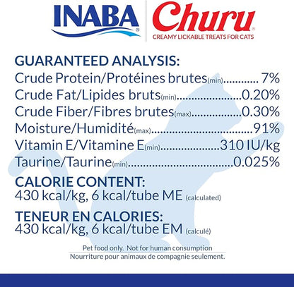 INABA Churu Cat Treats, Lickable, Squeezable Creamy Purée Cat Treat with Green Tea Extract & Taurine, 0.5 Ounces Each Tube, 20 Tubes, Seafood Variety Box