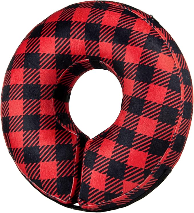 BENCMATE Inflatable Dog Cone Collar Alternative, Soft Dog Cone for Small Medium Large Dogs and Cats, Neck Recovery ECollar Donut Collar After Surgery (Large, Plaid)