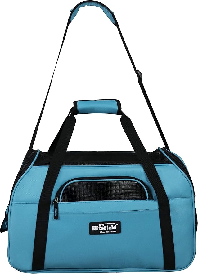 EliteField Soft Pet Carrier (3 Year Warranty, Airline Approved) Soft Sided Dog Puppy Cat Carrier Travel Bag (X-Large: 21" L x 12" W x 13" H, Sky Blue)