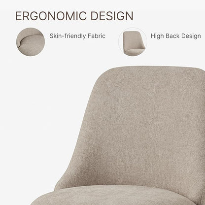 Swivel Dining Chairs Set of 4, Upholstered Mid Century Modern Deskchair with High Back, Linen Fabric Kitchen Chairs for Dining Room, Bedroom, Dressing Room, Khaki