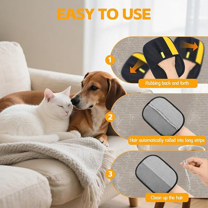 Pet Hair Remover Gloves for Cats & Dogs, 2025 Upgraded Electrostatic Grooming Gloves – Reusable Pet Hair Remover Tool for Couch Carpet Car Seat & Clothing, Easy to Clean (2Pcs)