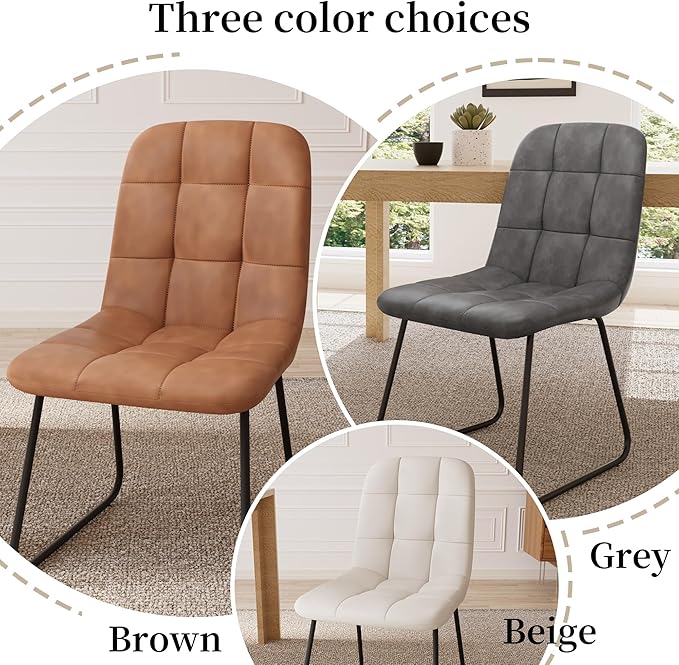 Dining Chairs Set of 4, Modern Kitchen Faux Leather Dining Room Chair for Kitchen Living Dining Room (4 Brown)