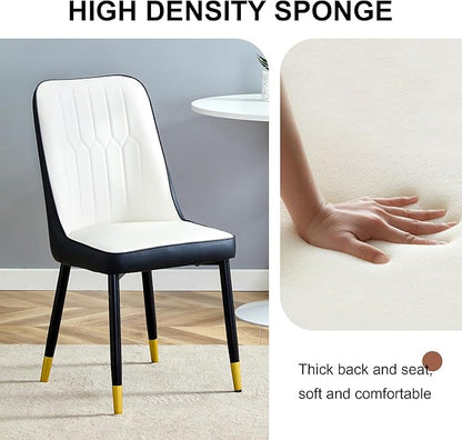 Dining Chairs Set of 4，Modern Dining Chairs, Equipped with PU Leather Backrest Cushions and Metal Legs, Suitable for Restaurants, Kitchens, and Dining Room Chairs