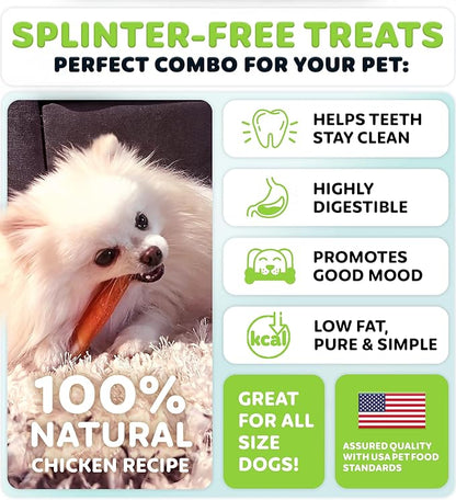 Chicken Wrapped Rawhide Sticks - Supports Dental Health Dog Treats, Grain Free, High Protein, Low-Calorie Canine Treats, 24 oz