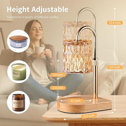 Candle Warmer Lamp, Electric Candle Lamp Warmer, House Warming Gifts New Home Bedroom Decor, Birthday Gifts for Women Mom, Adjustable Height with 2 Bulbs