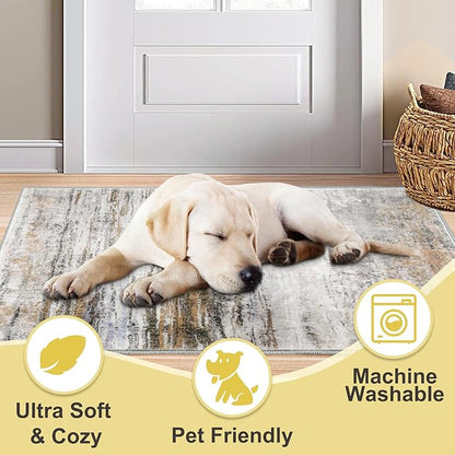 COMSLE Door Mat Soft Absorbent Indoor Front Entryway Rug Machine Washable Entrance Mats for Muddy Paws for Muddy Paws Non Slip Throw Rugs 20" x 32" Doormat for Inside Foyer Bedroom - Yellow
