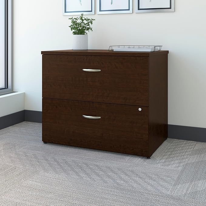 Bush Business Furniture Series C 2 Drawer Lateral File Cabinet in Mocha Cherry, Locking Document Storage for Home or Professional Office