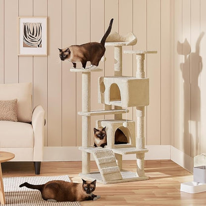 Yaheetech 54in Cat Tree Tower Condo Furniture Scratch Post for Kittens Pet House Play