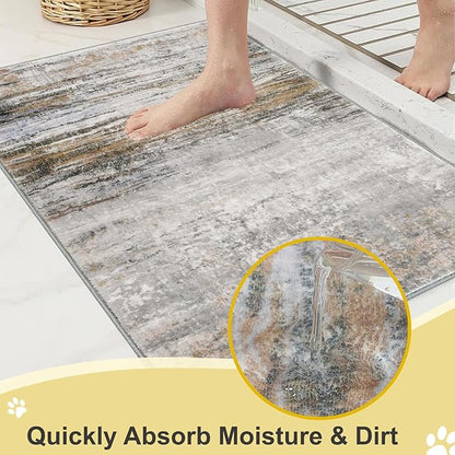 COMSLE Door Mat Soft Absorbent Indoor Front Entryway Rug Machine Washable Entrance Mats for Muddy Paws for Muddy Paws Non Slip Throw Rugs 20" x 32" Doormat for Inside Foyer Bedroom - Yellow