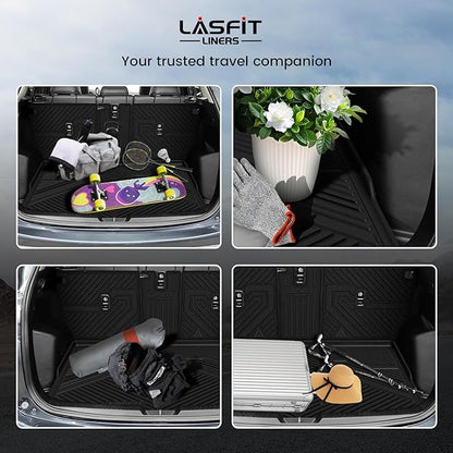 LASFIT Cargo Trunk Mat with Backrest Mats for Mazda CX5 2025 2024 2023 2022 2021 2020 2019 2018 2017 All Weather TPE Rear Cargo Liner Custom Fit Waterproof CX 5 Seat Back Mat Accessories, Black