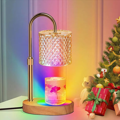 Candle Warmer Lamp, Candle Warmer Lamp with Timer, Wax Warmer with RGB Light and Dimmer, Height Adjustable - Perfect Housewarming Gift for Mom and Women