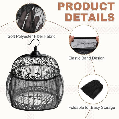 Bird Cage Seed Catcher, Bird Cage Net Cover Seeds Guard, Universal Birdcage Accessories, Black/White, Circumference 55.1"-70.9", Height 11.8" for Parrot Cockatiel Enclosures