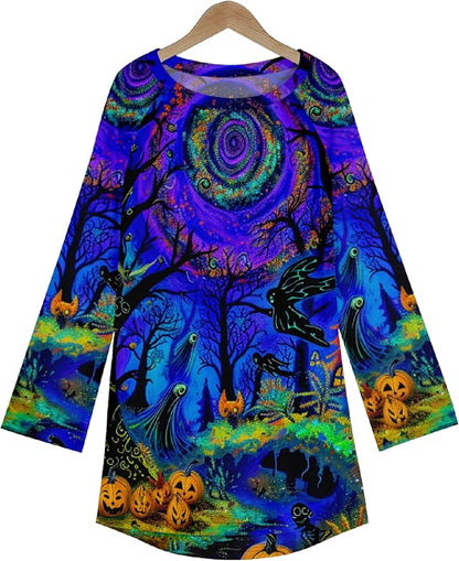 MARSVOVO Women Novelty Graphic Plus Size Sweater Crewneck Long Sleeve Cute Printed Loose Fit Casual Fall Sweaters Top