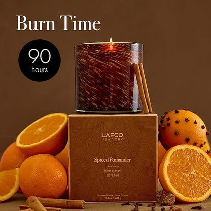 LAFCO New York Holiday Signature Fall Candle, Spiced Pomander - 15.5 oz - 90-Hour Burn Time - Reusable, Hand Blown Glass Vessel - Made in The USA