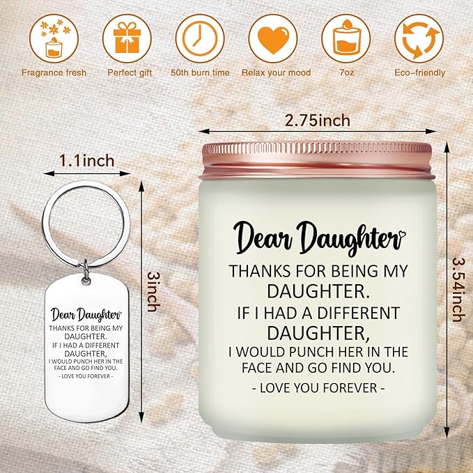 Daughter Gifts from Mom, Dad - Christmas Mothers Day Birthday Gift for Daughter - Lavender Scented Candle