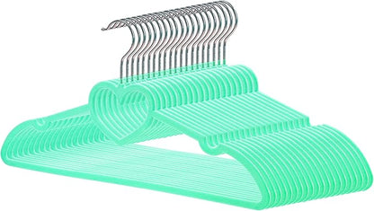 Velvet Hangers 20 Pack, 16" Non Slip Adult Hangers, Slim Clothes Hanger with 360 Degree Swivel Hook - Durable & Cute for Coats, Shirts, Dress (Green)