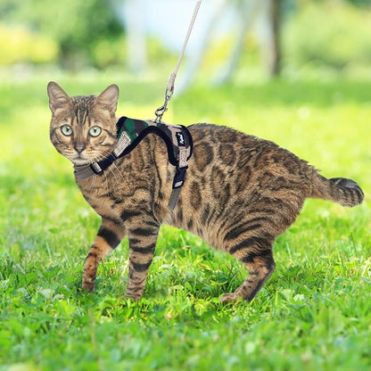 PUPTECK Cat Harness and Leash Set Escape Proof, Reflective Adjustable Soft Mesh Kitten Vest Harness for Walking Travel, Camouflage, S