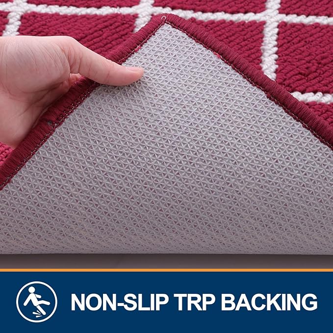 Finchitty Indoor Door Mat, Dirt Resistant and Absorbent, Low-Profile, Non-Slip, Washable Inside Floor Mats for Front Door, Back, and Entrance, 40" x 32", Burgundy