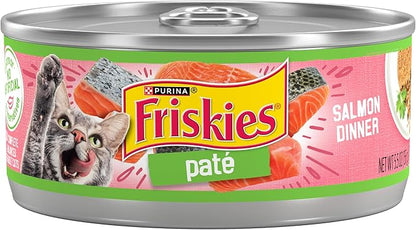 Purina Friskies Wet Cat Food Pate, Pate Salmon Dinner - (Pack of 24) 5.5 oz. Cans