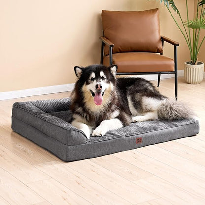 EHEYCIGA XXL Dog Bed Memory Foam, Orthopedic Giant Dog Bed Jumbo with Washable Removable Cover, Waterproof Pet Sofa Couch with Nonskid Bottom, 48x35x7.5, Dark Grey | Washable Removable Cover, Waterproof Flat Pet Sofa Couch with Nonskid Bottom, 48x35x7.5