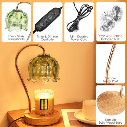 Flower Candle Warmer Lamp with Timer & Dimmer - Fits All Jar Scented Candles - Christmas & Mother's Day Gift for Women，Mom，Her