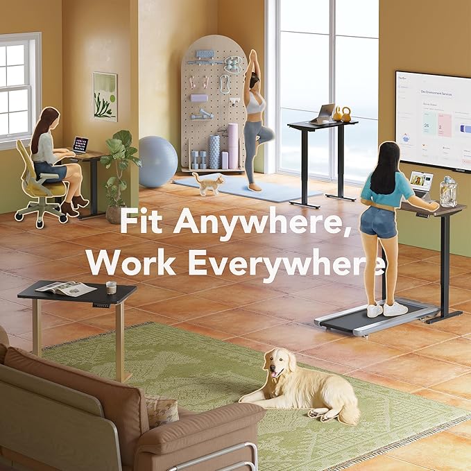 HUANUO 48" x 24" Electric Standing Desk Adjustable Height, 4 Memory Height Settings, Headphone Hook, Cable Manager, Sit Stand Up Desk for Home Office & Computer Workstation, Black