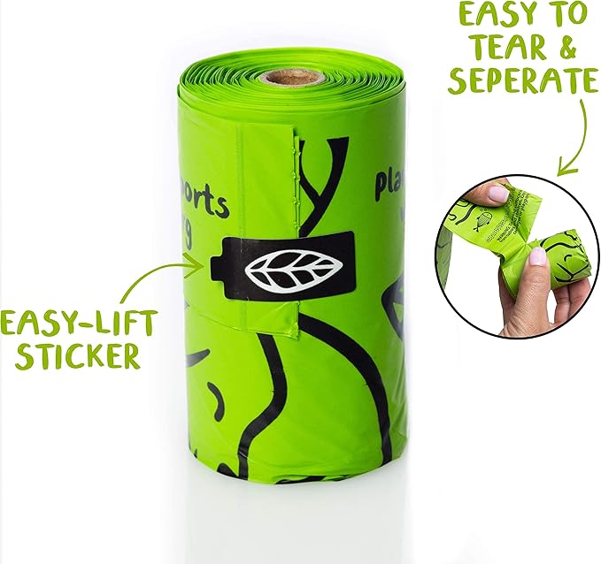 PLANET POOP Home Compostable Dog Poop Bags Extra-long with Handles 120 Un-Scented Pet Waste Bags Plastic Free, Thick Leakproof Plant-Based Doggy Bag, Cats & Dogs Pet Supplies