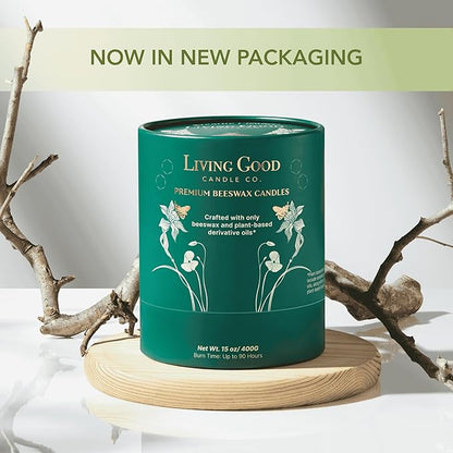 Midnight Jasmine Beeswax Candle - Nostalgic Soft Jasmine with Pink Pepper & Vanilla - Subtle & Refreshing - 90+ Hours of Clean & Non-Toxic Burn - Hand-Drawn Jar - Perfect Unique Gift - 15 OZ