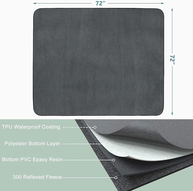 INVENHO Washable Pee Pads for Dogs 72"x72" Reusable Dog Pads Extra Large Upgrade Non-Slip Dog Pee Pads Heavy Absorbency Puppy Pee Pads Quick Dry Whelping Pads/Waterproof Puppy Training Pad