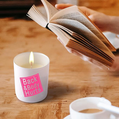 BFJLIFE Candles Gifts for Women Funny Unique Christmas Birthday Gifts for Sister Bestie Best Friend Her Wife Girlfriend Stocking Stuffers for Women Back and Body Hurts Lavender Scented Soy Candle
