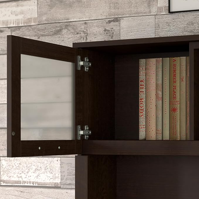 Bush Furniture Somerset L Shaped Desk with Hutch in Maple Cross | Corner Computer Table with Drawers, Cabinets and Pullout Keyboard/Laptop Tray for Home Office