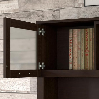 Bush Furniture Somerset L Shaped Desk with Hutch in Maple Cross | Corner Computer Table with Drawers, Cabinets and Pullout Keyboard/Laptop Tray for Home Office