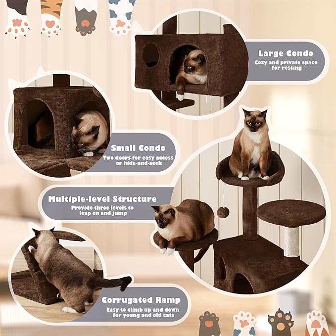 Yaheetech 54in Cat Tree Tower Condo Cat Furniture w/Scratching Post for Kittens Pet House Play