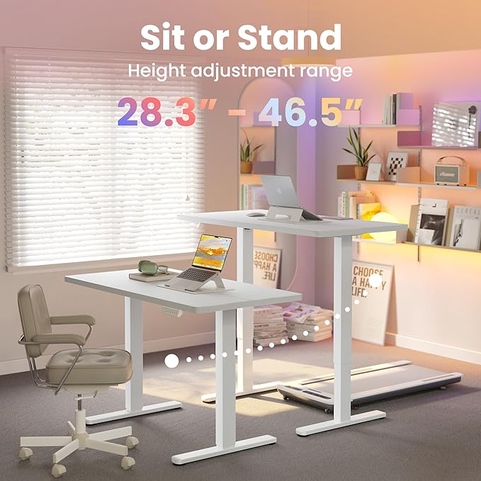 HUANUO 71 x 30 inch Electric Standing Desk Adjustable Height, 4 Memory Height Settings, Sit Stand Up Desk for Home Office & Computer Workstation, White