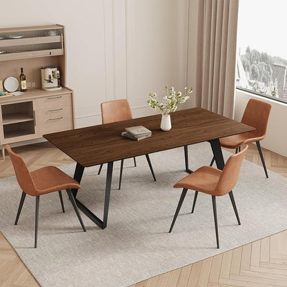 ZckyCine Extendable Dining Table - 63" to 78.7" Adjustable Rectangular Table with Black Metal Legs, Modern Expandable Dining Table for 6-8 People