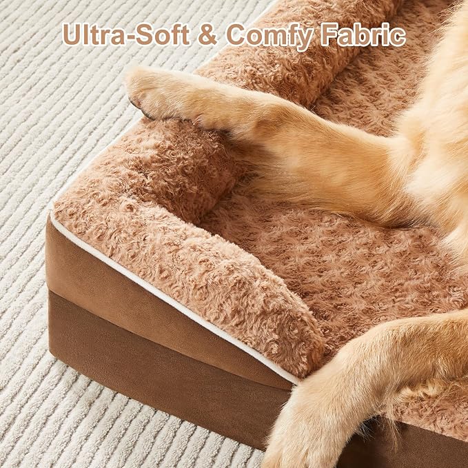 WNPETHOME Orthopedic Washable XXL Dog Bed for Senior Dog Cozy Sleep | Extra Large Waterproof Big Soft Dog Couch Sofa Bed for Dogs Relax with Removable Cover Supportive Pet Bed Brown 54x36 Inch