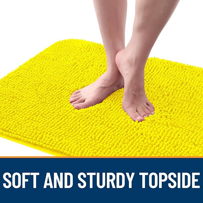 OLANLY Dog Door Mat for Muddy Paws 36x24, Absorbs Moisture and Dirt, Absorbent Non-Slip Washable Doormat, Quick Dry Chenille Mud Mat, Entry Indoor Entryway Carpet for Inside Floor, Lemon Yellow