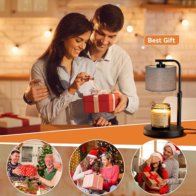 Dexnump Candle Warmer Lamp with Timer, Dimmable Candle Wax Warmer with 2 Light Bulbs, Height Adjustable Electric Candle Light for All Size Scented Candles, Home Room Decor, Gifts for Women Mom