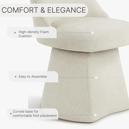 Swivel Dining Chairs Set of 2, Upholstered Mid Century Modern Deskchair with High Back, Linen Fabric Kitchen Chairs for Dining Room, Bedroom, Dressing Room, Linen