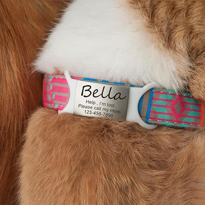 Anavia Slide On Silent Pet ID Tags, S/M/L/XL Personalized Multi-Color Silicone Band Cat Dog Name Tags, Customized Engraved Stainless Steel, Chew-Proof Quiet Dog Collar Tags (Medium, Black)