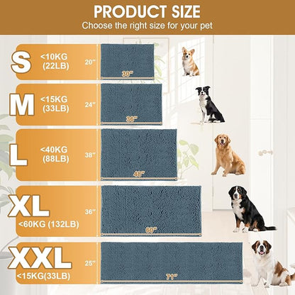 IM HOME Large Dog Door Mats for Muddy Paws, 48" x 30" Chenille Absorbent Mud Mat for Dogs, Non Slip Heavy Dog Rugs for Muddy Paws, Soft Indoor Door Mat for Entryway, Mud Paw, Inside Floor, Dusty Blue