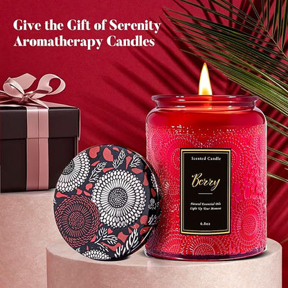 Scented Candle 6.8 oz Berry – Long-Lasting and Clean Burn with Natural Soy Wax – Gift for Women and Men – Ideal for Relaxation, Stress Relief and Home Décor