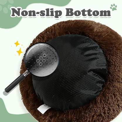 JOLLYVOGUE Dog & Cat Bed, Calming Anti-Anxiety Pet Bed for Small Dogs, Fluffy Donut Cushion for Small and Medium Pets (23")