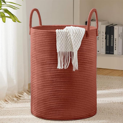 YOUDENOVA Laundry Hamper Basket, Woven 58L Tall Laundry Basket for Blanket Organizer- Clothes Hamper Baby Nursery Hamper for Blanket Storage in Bedroom