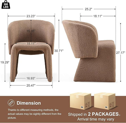 Barrel Dining Kitchen Chairs Set of 2, Modern Mid Century Living Room Chairs Upholstered Round Backrest Accent Side Chairs Comfortable for Dining Room, Cafe,Brown