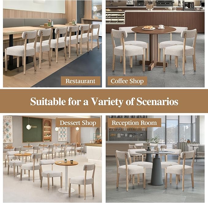 Dining Chairs Set of 2,Mid Century Modern Dining Chair Set - Linen Upholstered Low Back Kitchen & Dining Room Chairs with Woven Design,Oatmeal Fabric